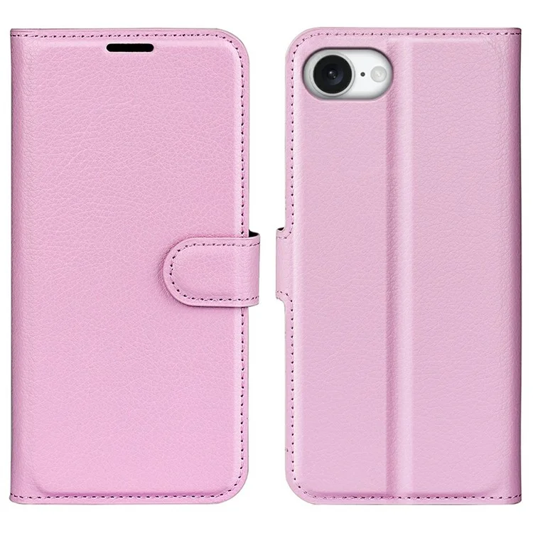 For iPhone 16e Case Litchi Texture Shockproof Leather Wallet Phone Cover - White-Cellmalls