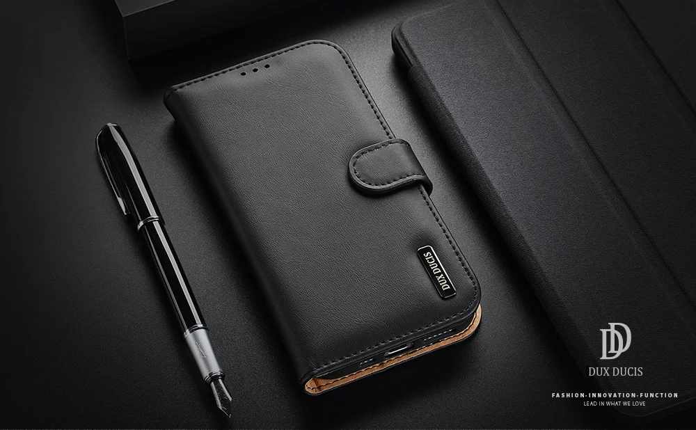 DUX DUCIS Hivo Series Split Leather Phone Wallet Stand Cover Flip Case for iPhone 11 Pro - Blue-Cellmalls