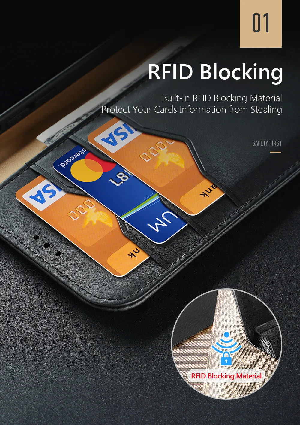 DUX DUCIS Hivo Series Split Leather Phone Wallet Stand Cover Flip Case for iPhone 11 Pro - Blue-Cellmalls