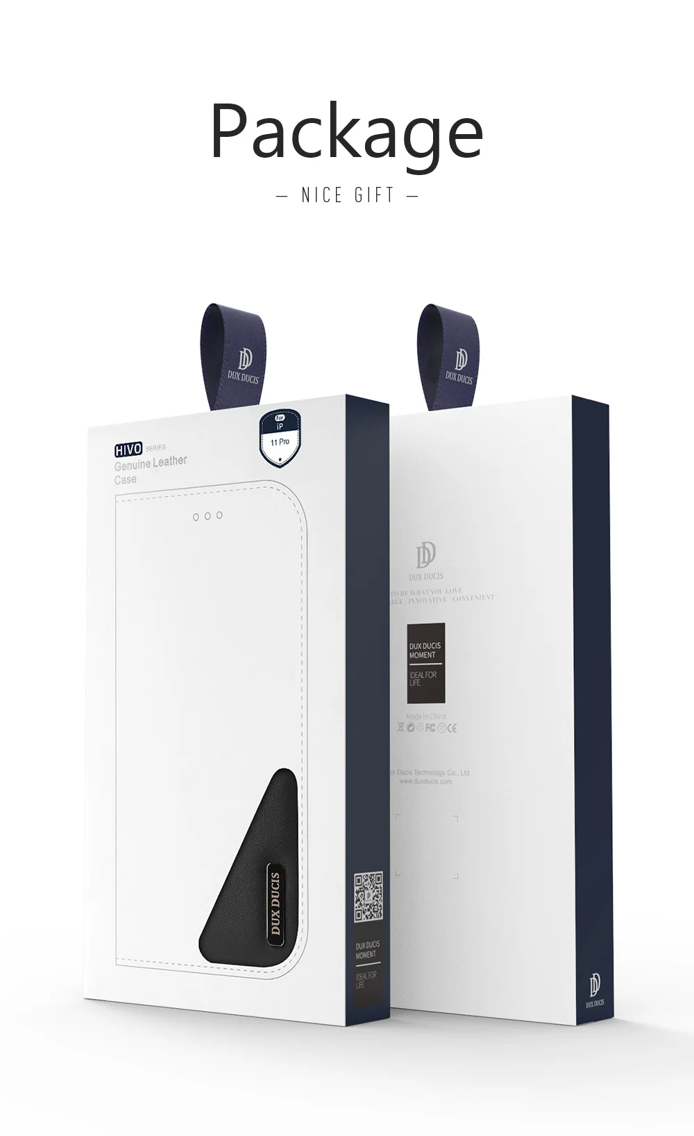 DUX DUCIS Hivo Series Split Leather Phone Wallet Stand Cover Flip Case for iPhone 11 Pro - Blue-Cellmalls