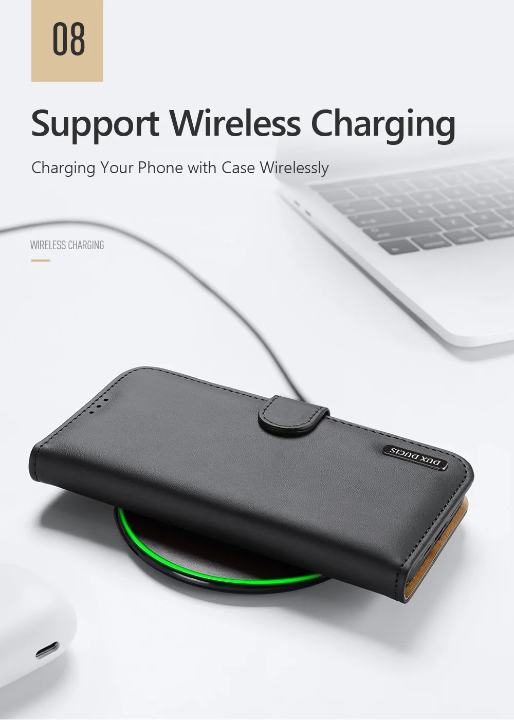 DUX DUCIS Hivo Series Split Leather Phone Wallet Stand Cover Flip Case for iPhone 11 Pro - Blue-Cellmalls