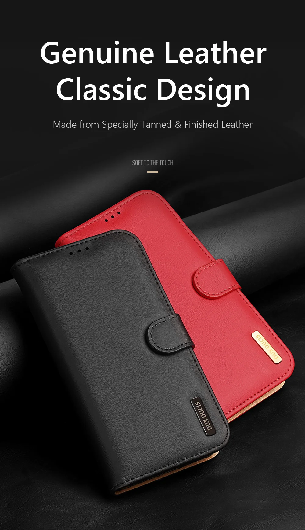 DUX DUCIS Hivo Genuine Leather Phone Cover Flip Shell for iPhone 11 Pro Max - Black-Cellmalls