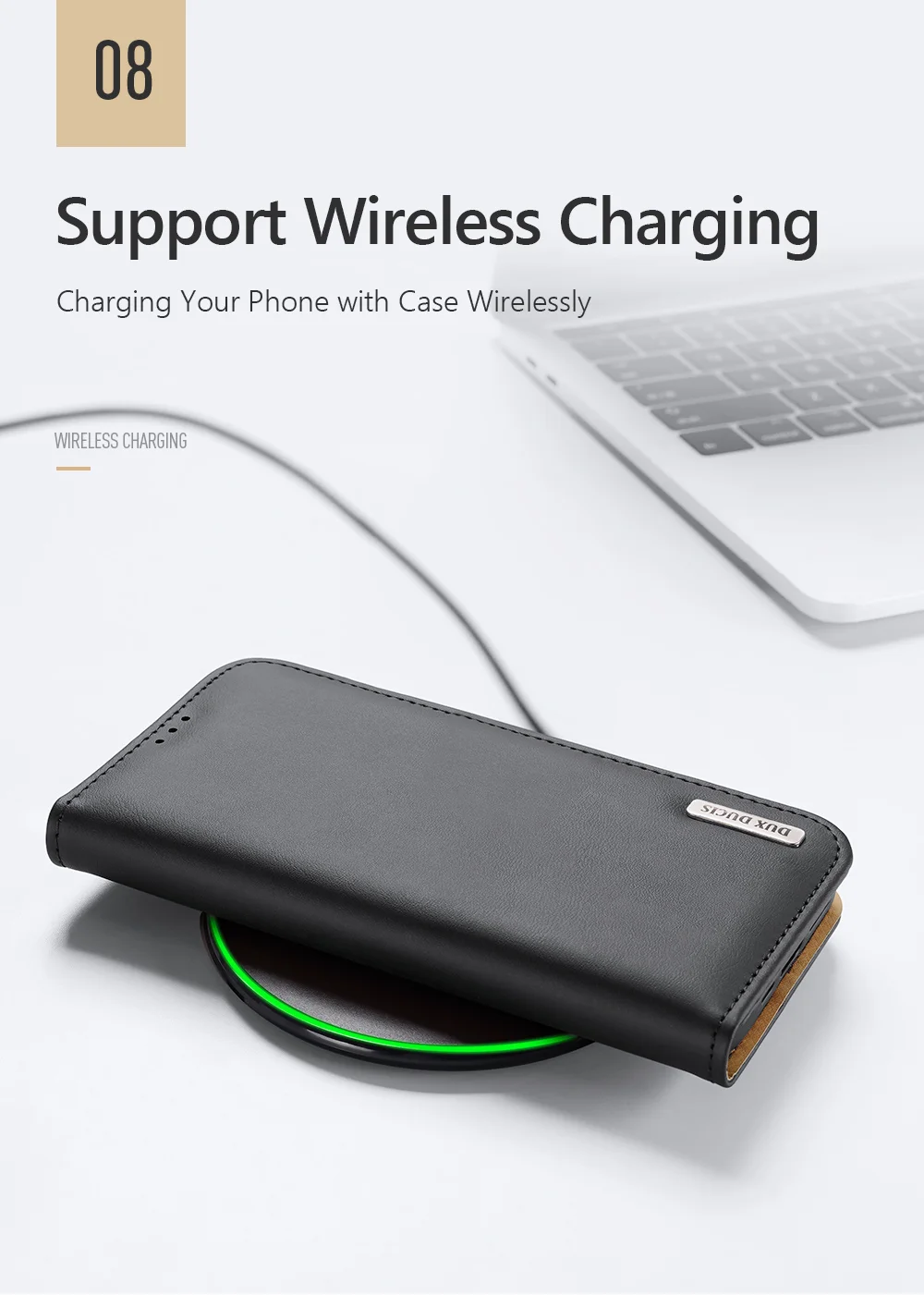 DUX DUCIS Hivo Series Split Leather Wallet Stand Design RFID Blocking Anti-theft Phone Case for iPhone 13 6.1 inch - Black-Cellmalls