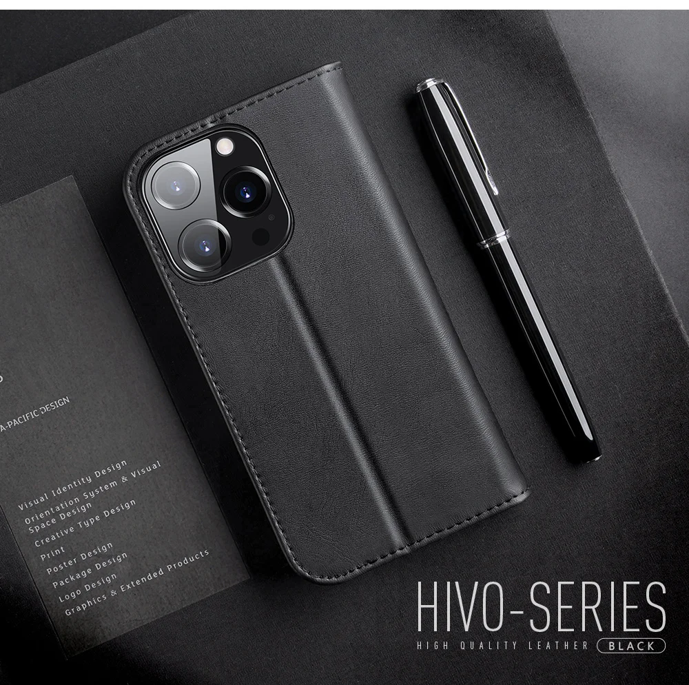 DUX DUCIS Hivo Series Split Leather Full Body Protection Wallet Phone Case Cover with Foldable Stand for iPhone 13 Pro 6.1 inch - Baby Blue-Cellmalls