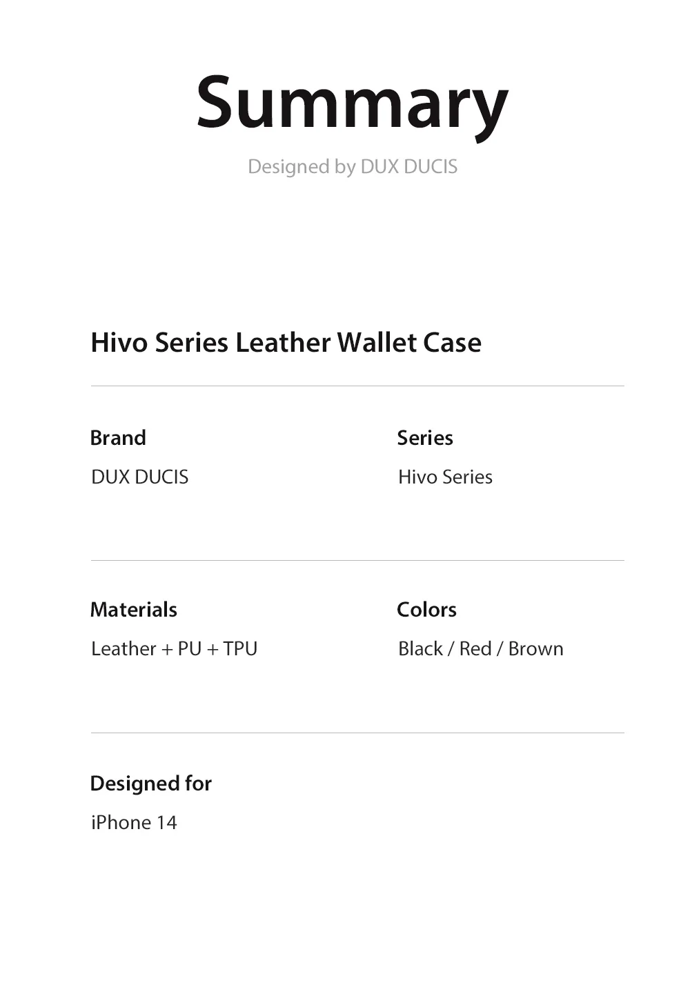 DUX DUCIS Hivo Series for iPhone 14 Shockproof Phone Wallet Case RFID Blocking Design Genuine Leather Folio Flip Cover Stand - Black-Cellmalls
