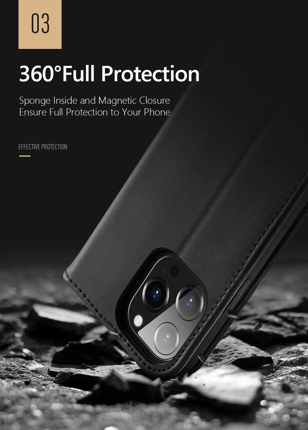 DUX DUCIS Hivo Series Split Leather Full Body Protection Wallet Phone Case Cover with Foldable Stand for iPhone 13 Pro 6.1 inch - Baby Blue-Cellmalls