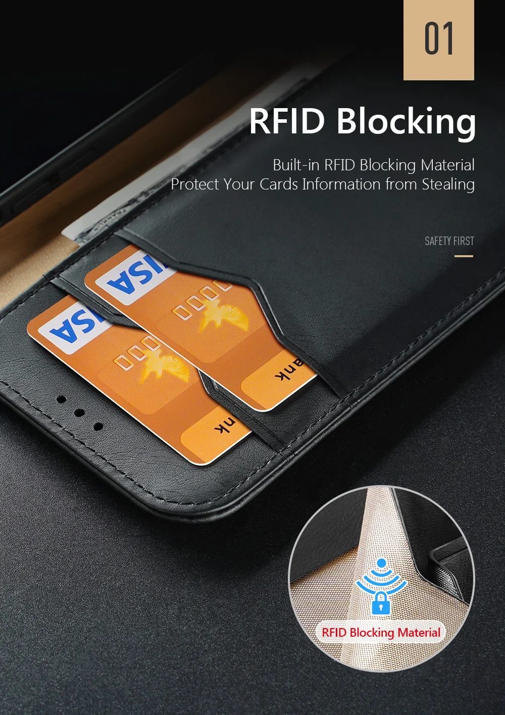 DUX DUCIS Hivo Series Stand Wallet Design Split Leather Phone Case Shell Support Wireless Charging for iPhone 13 Pro Max 6.7 inch - Baby Blue-Cellmalls