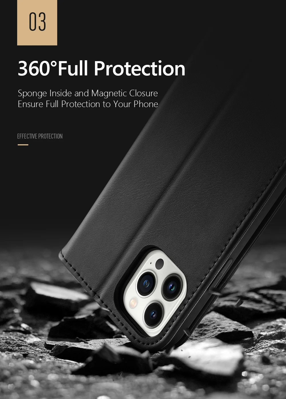 DUX DUCIS Hivo Series for iPhone 15 Pro Max RFID Blocking Wallet Case Cowhide Leather Stand Phone Cover - Black-Cellmalls