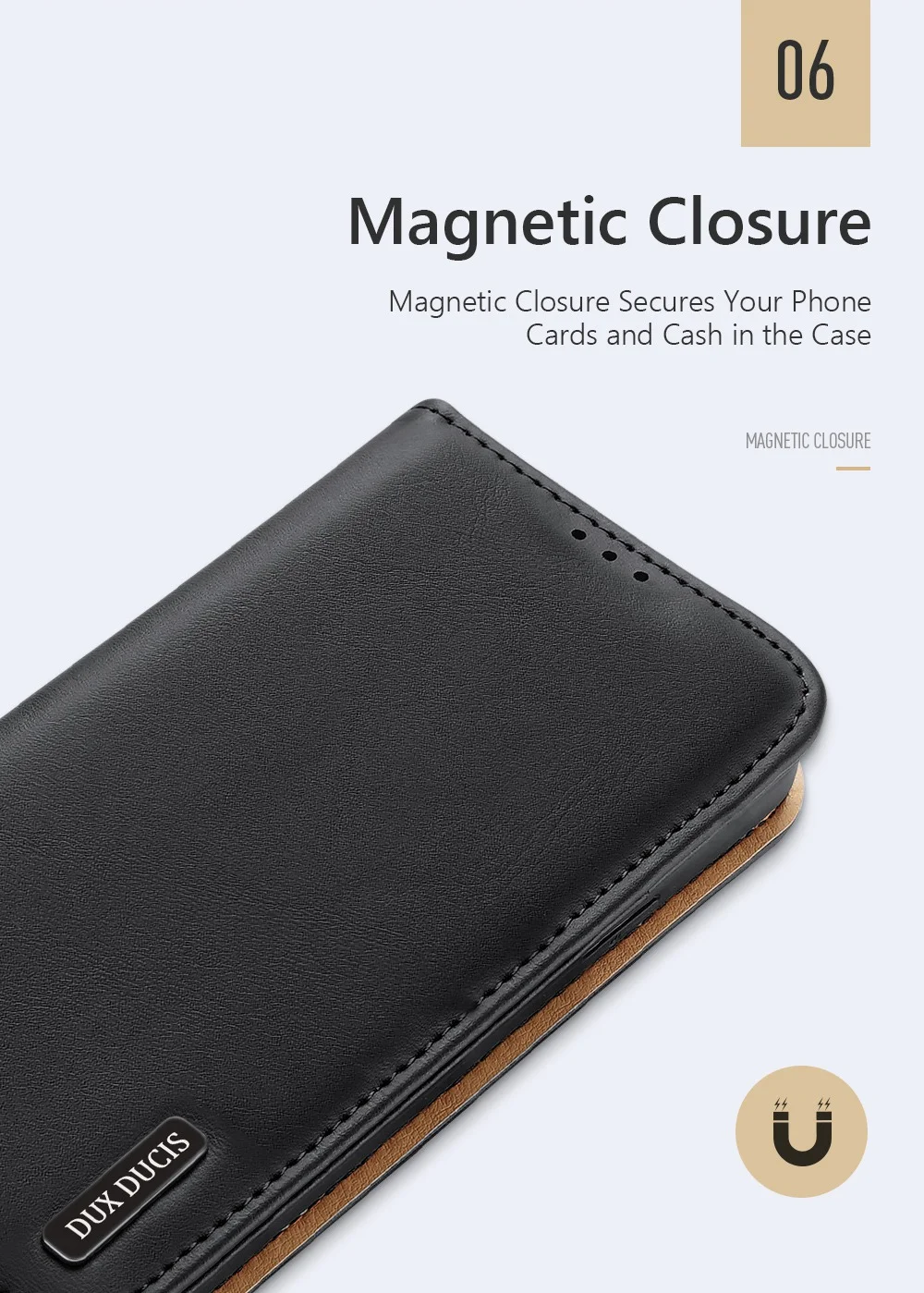 DUX DUCIS Hivo Series for iPhone 14 Pro Max Drop-proof Magnetic Closure Phone Case RFID Blocking Genuine Leather Folio Flip Wallet Cover Stand - Black-Cellmalls
