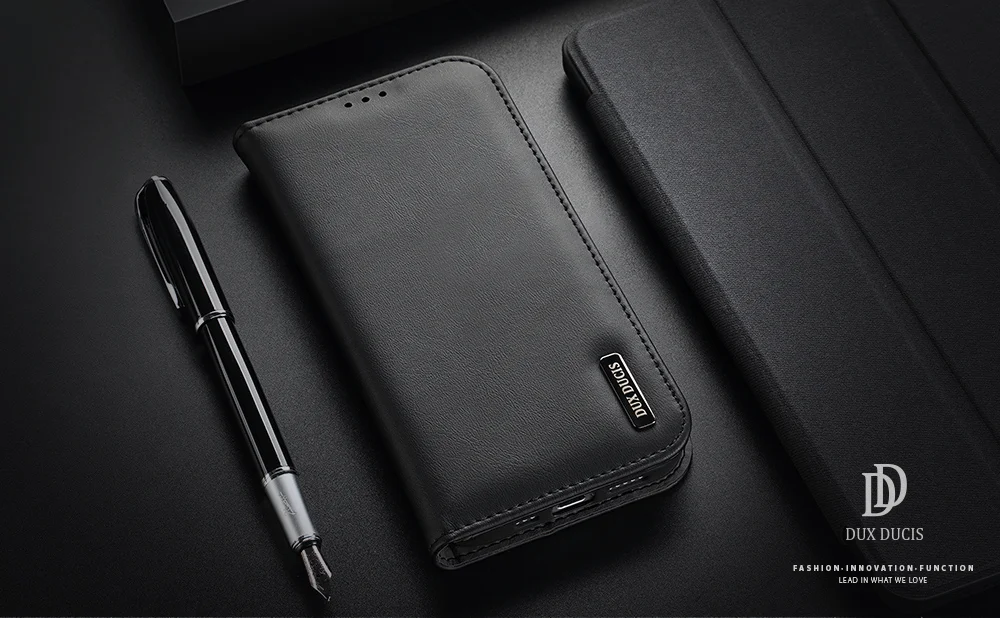 DUX DUCIS Hivo Series for iPhone 16 Plus Wallet Case Cowhide Leather Flip Phone Cover - Black-Cellmalls