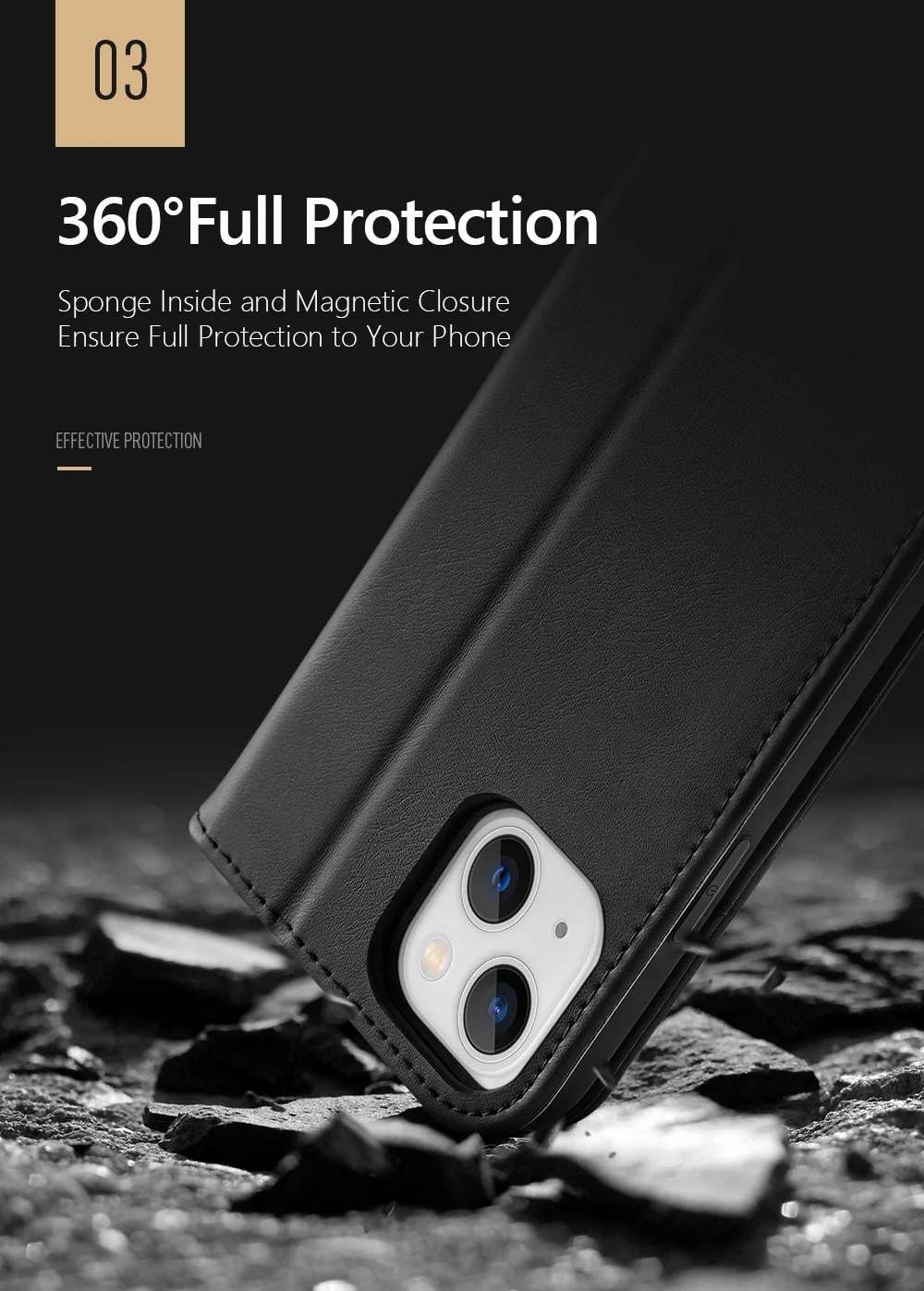 DUX DUCIS Hivo Series for iPhone 15 Plus Cowhide Leather RFID Blocking Wallet Case Cell Phone Stand Cover - Black-Cellmalls