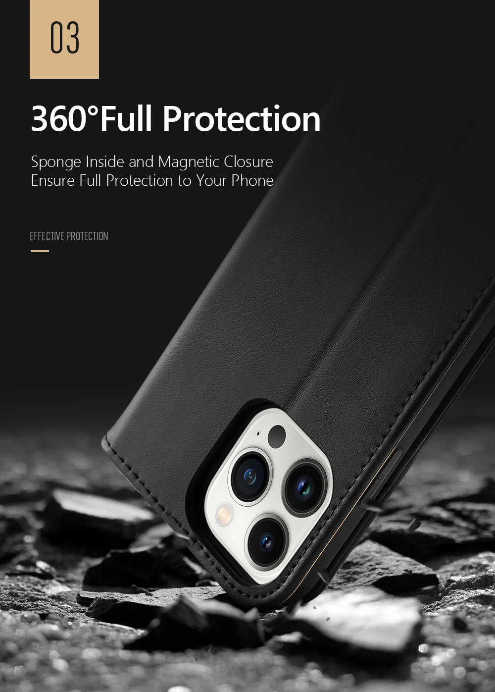 DUX DUCIS Hivo Series for iPhone 15 Pro Cowhide Leather Stand Phone Case RFID Blocking Wallet Phone Cover - Black-Cellmalls