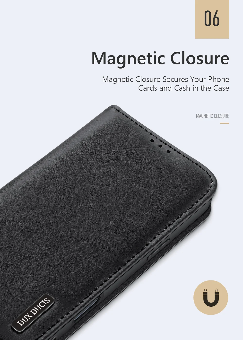 DUX DUCIS Hivo Series for iPhone 16 Pro Max Case Cowhide Leather RFID Blocking Wallet Cover - Black-Cellmalls