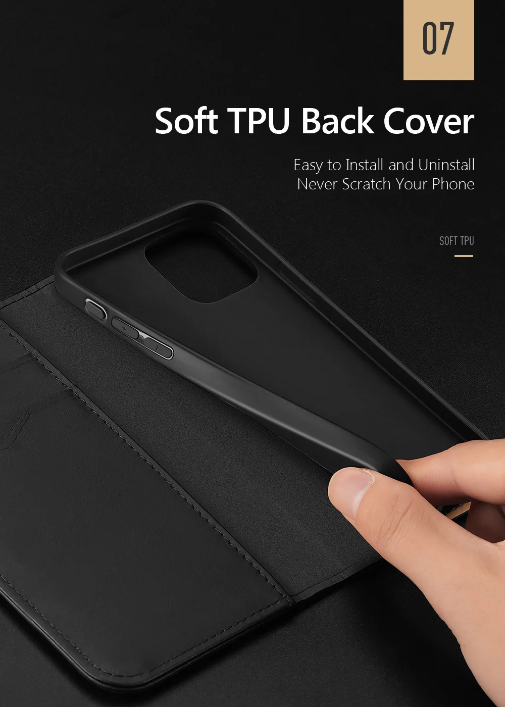 DUX DUCIS Hivo Series for iPhone 16 Pro Max Case Cowhide Leather RFID Blocking Wallet Cover - Black-Cellmalls