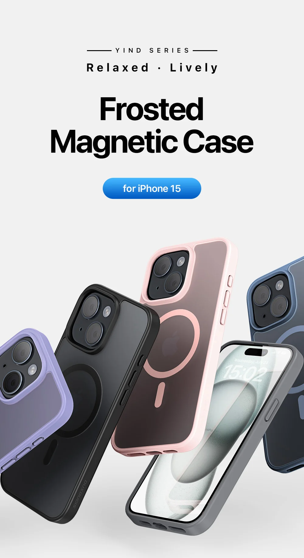 DUX DUCIS Yind Series For iPhone 15 Matte Case Compatible with MagSafe PC+TPU Phone Cover - Black-Cellmalls