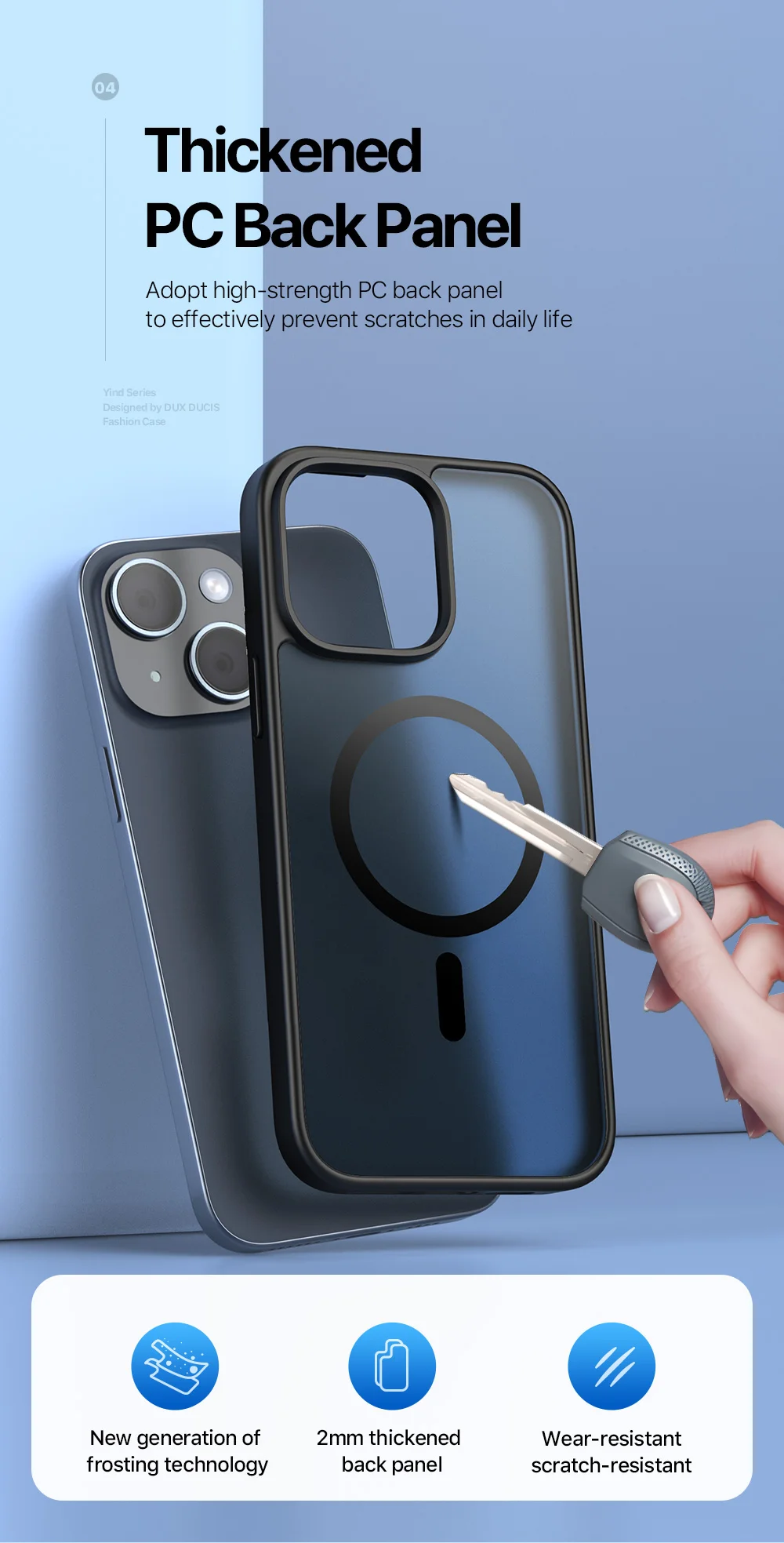 DUX DUCIS Yind Series For iPhone 15 Matte Case Compatible with MagSafe PC+TPU Phone Cover - Black-Cellmalls