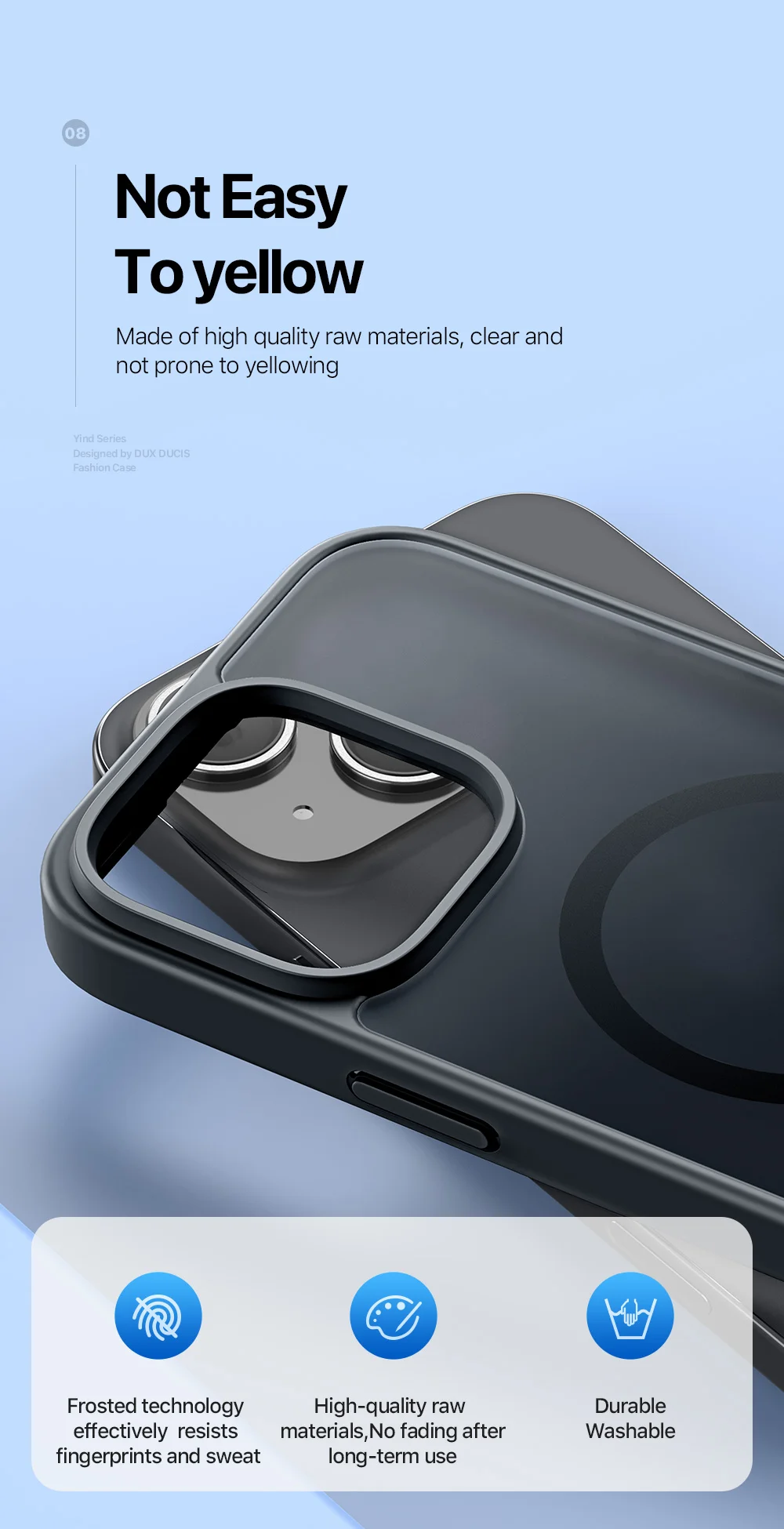 DUX DUCIS Yind Series For iPhone 15 Matte Case Compatible with MagSafe PC+TPU Phone Cover - Black-Cellmalls