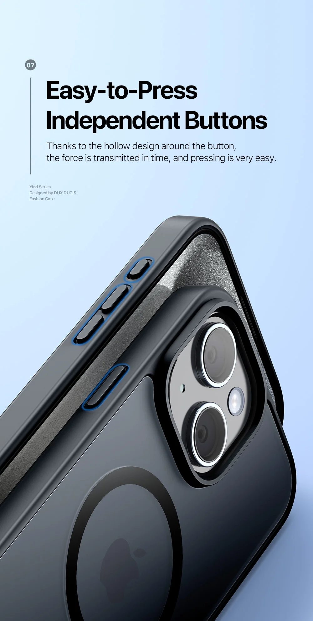 DUX DUCIS Yind Series For iPhone 15 Matte Case Compatible with MagSafe PC+TPU Phone Cover - Black-Cellmalls