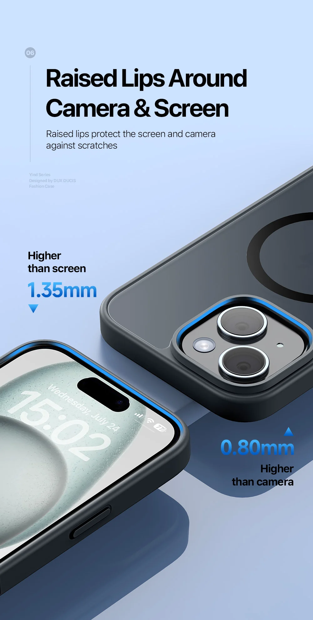 DUX DUCIS Yind Series For iPhone 15 Matte Case Compatible with MagSafe PC+TPU Phone Cover - Black-Cellmalls