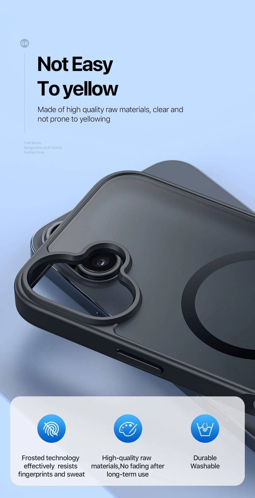 DUX DUCIS Yind Series For iPhone 16 Matte Case Compatible with MagSafe PC+TPU Phone Cover - Black-Cellmalls