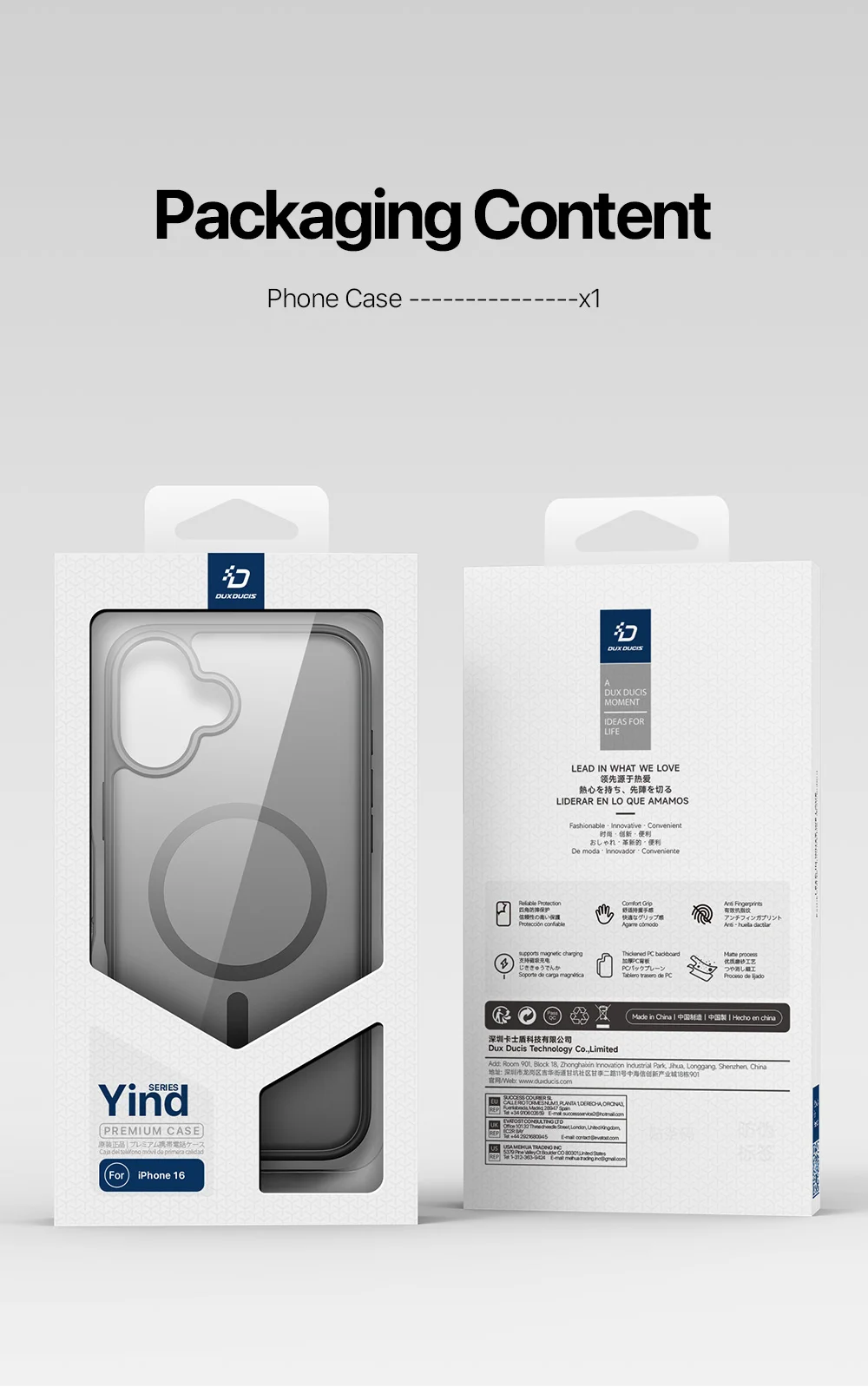 DUX DUCIS Yind Series For iPhone 16 Matte Case Compatible with MagSafe PC+TPU Phone Cover - Black-Cellmalls