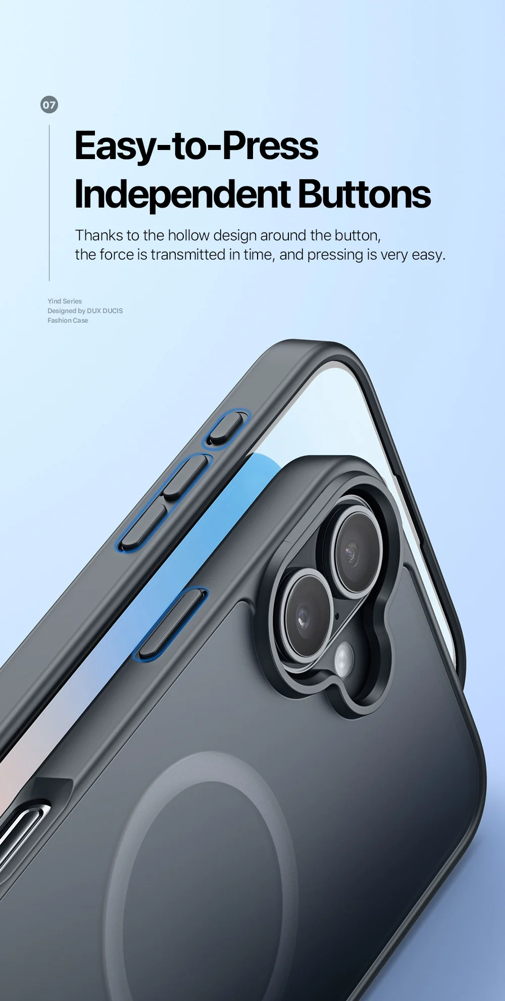 DUX DUCIS Yind Series For iPhone 16 Matte Case Compatible with MagSafe PC+TPU Phone Cover - Black-Cellmalls