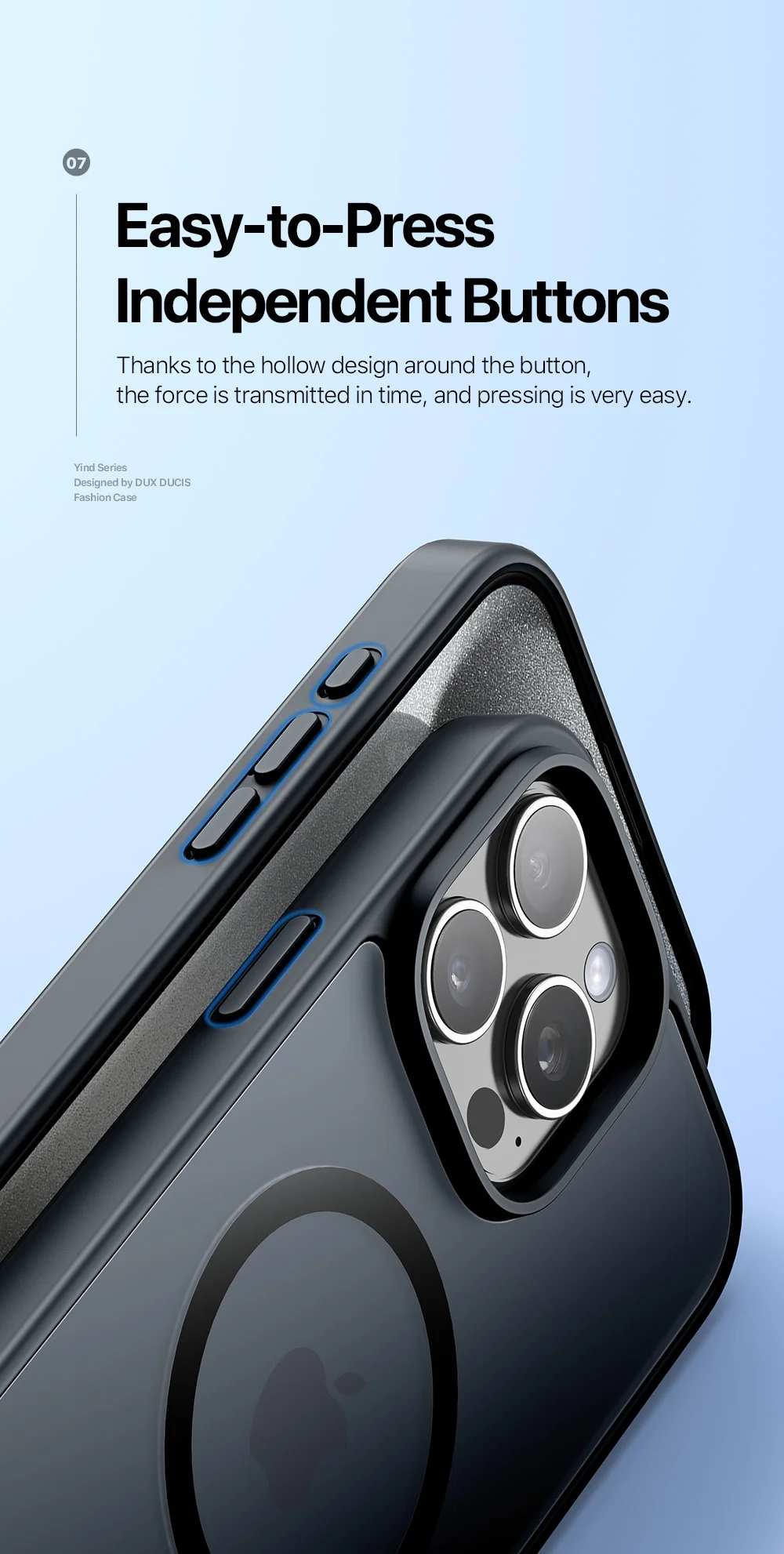 DUX DUCIS Yind Series For iPhone 15 Pro Matte Case Compatible with MagSafe PC+TPU Phone Cover - Grey-Cellmalls