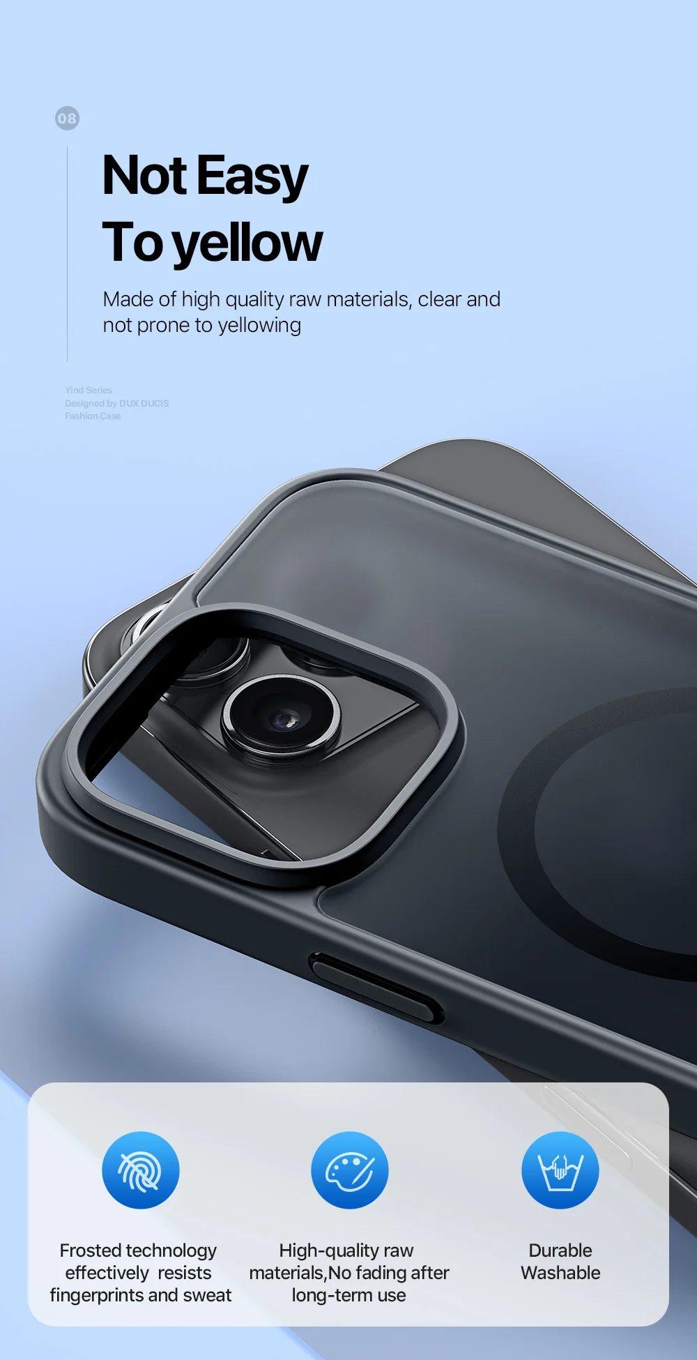 DUX DUCIS Yind Series For iPhone 15 Pro Max Matte Case Compatible with MagSafe PC+TPU Phone Cover - Black-Cellmalls