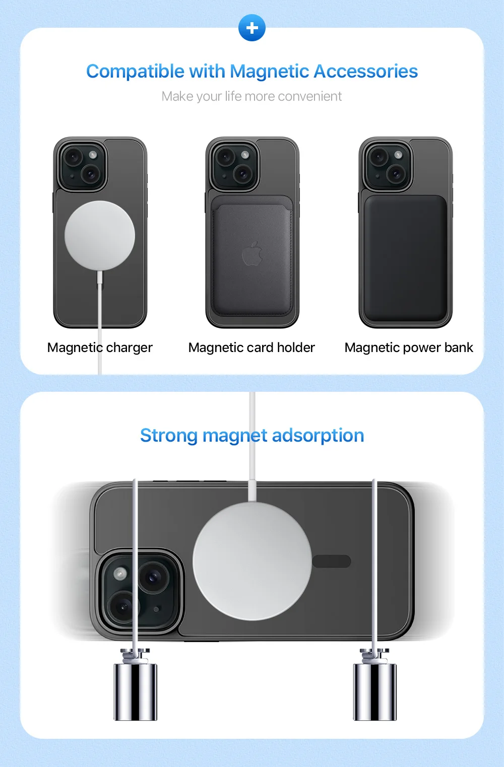 DUX DUCIS Yind Series For iPhone 15 Matte Case Compatible with MagSafe PC+TPU Phone Cover - Black-Cellmalls