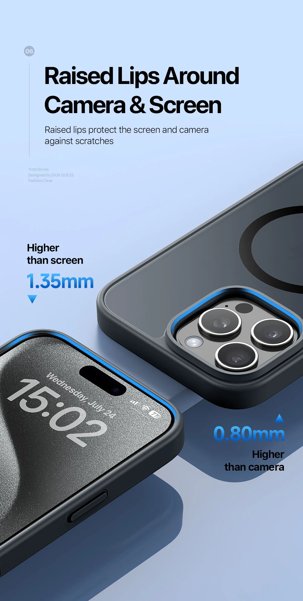 DUX DUCIS Yind Series For iPhone 15 Pro Max Matte Case Compatible with MagSafe PC+TPU Phone Cover - Black-Cellmalls