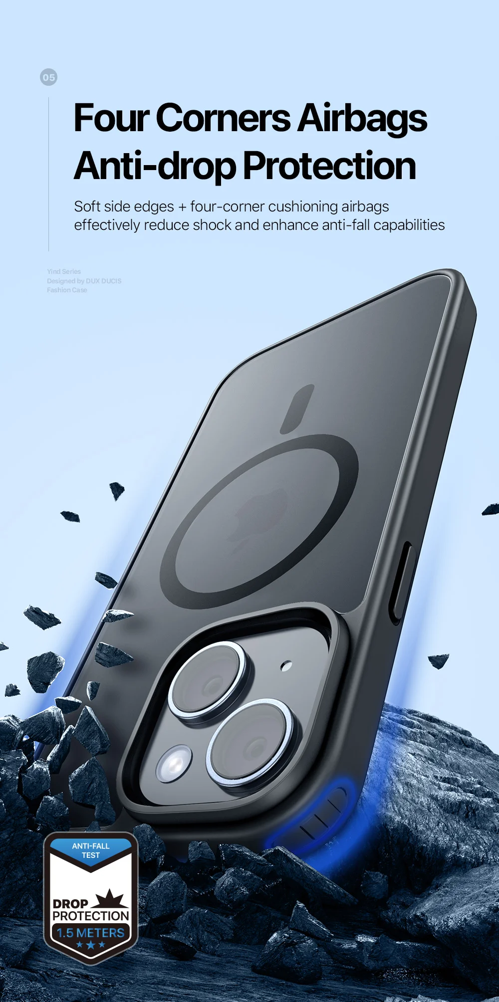 DUX DUCIS Yind Series For iPhone 15 Matte Case Compatible with MagSafe PC+TPU Phone Cover - Black-Cellmalls