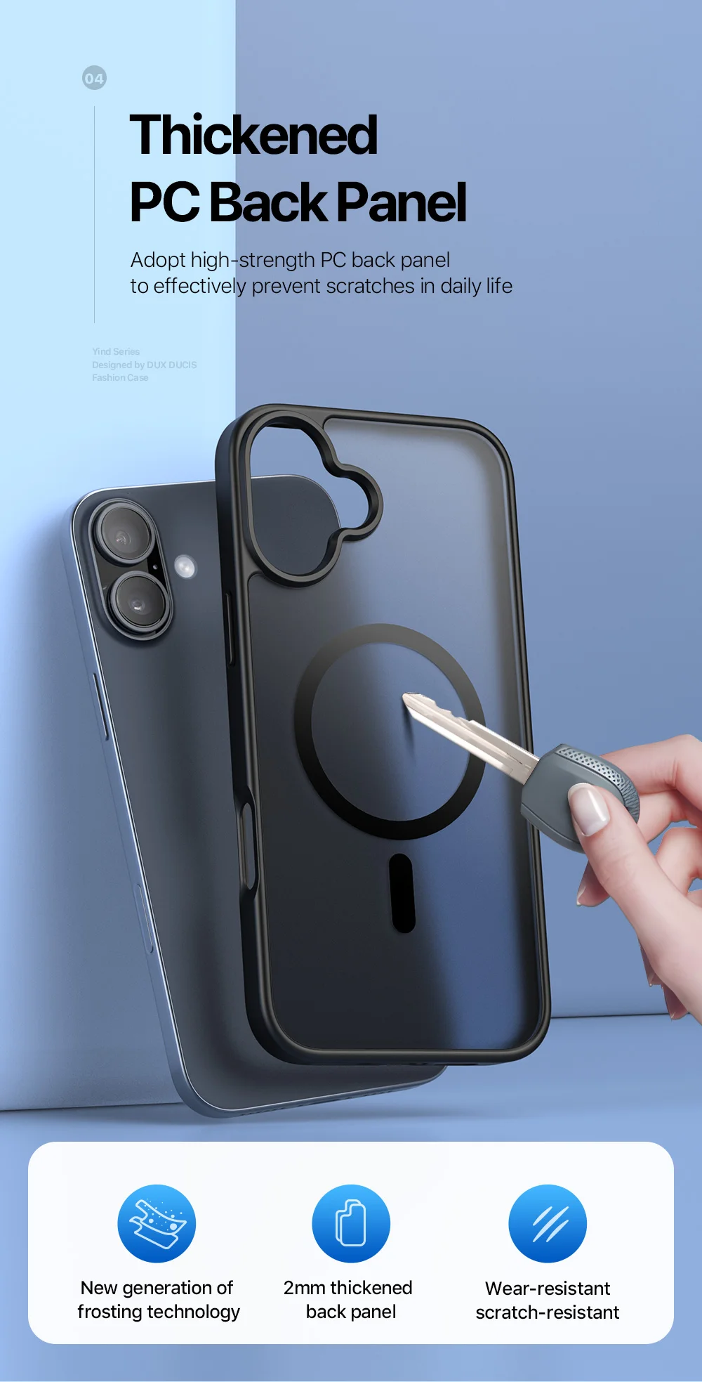 DUX DUCIS Yind Series For iPhone 16 Plus Case Compatible with MagSafe PC+TPU Matte Phone Cover - Grey-Cellmalls