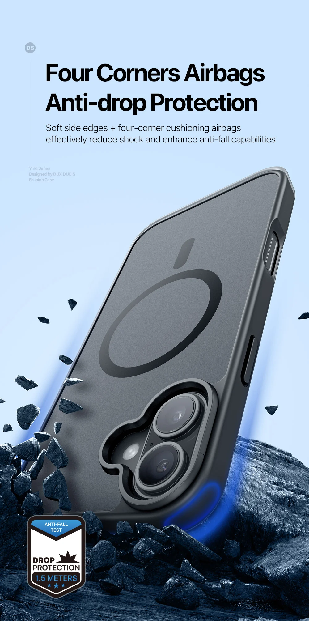 DUX DUCIS Yind Series For iPhone 16 Plus Case Compatible with MagSafe PC+TPU Matte Phone Cover - Grey-Cellmalls