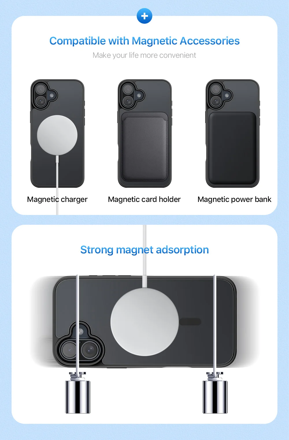 DUX DUCIS Yind Series For iPhone 16 Plus Case Compatible with MagSafe PC+TPU Matte Phone Cover - Grey-Cellmalls