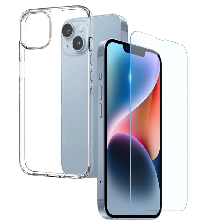 NORTHJO Ultra Clear Shockproof Case for iPhone 14 Plus 2 in 1 Anti-Drop TPU Phone Cover with Tempered Glass Screen Protector-Cellmalls
