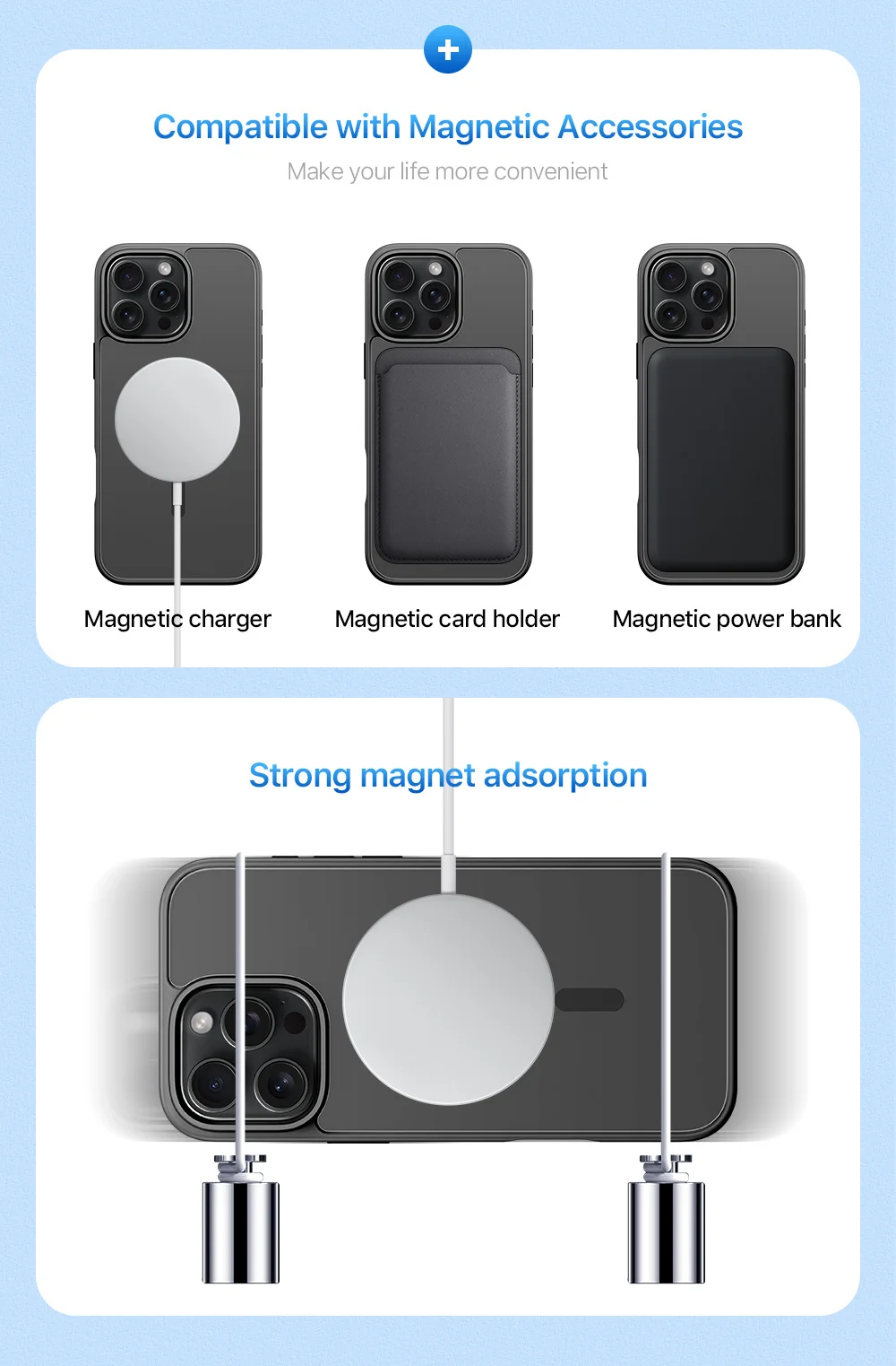 DUX DUCIS Yind Series For iPhone 16 Pro Magnetic Case Airbag Corners PC+TPU Matte Phone Cover - Black-Cellmalls