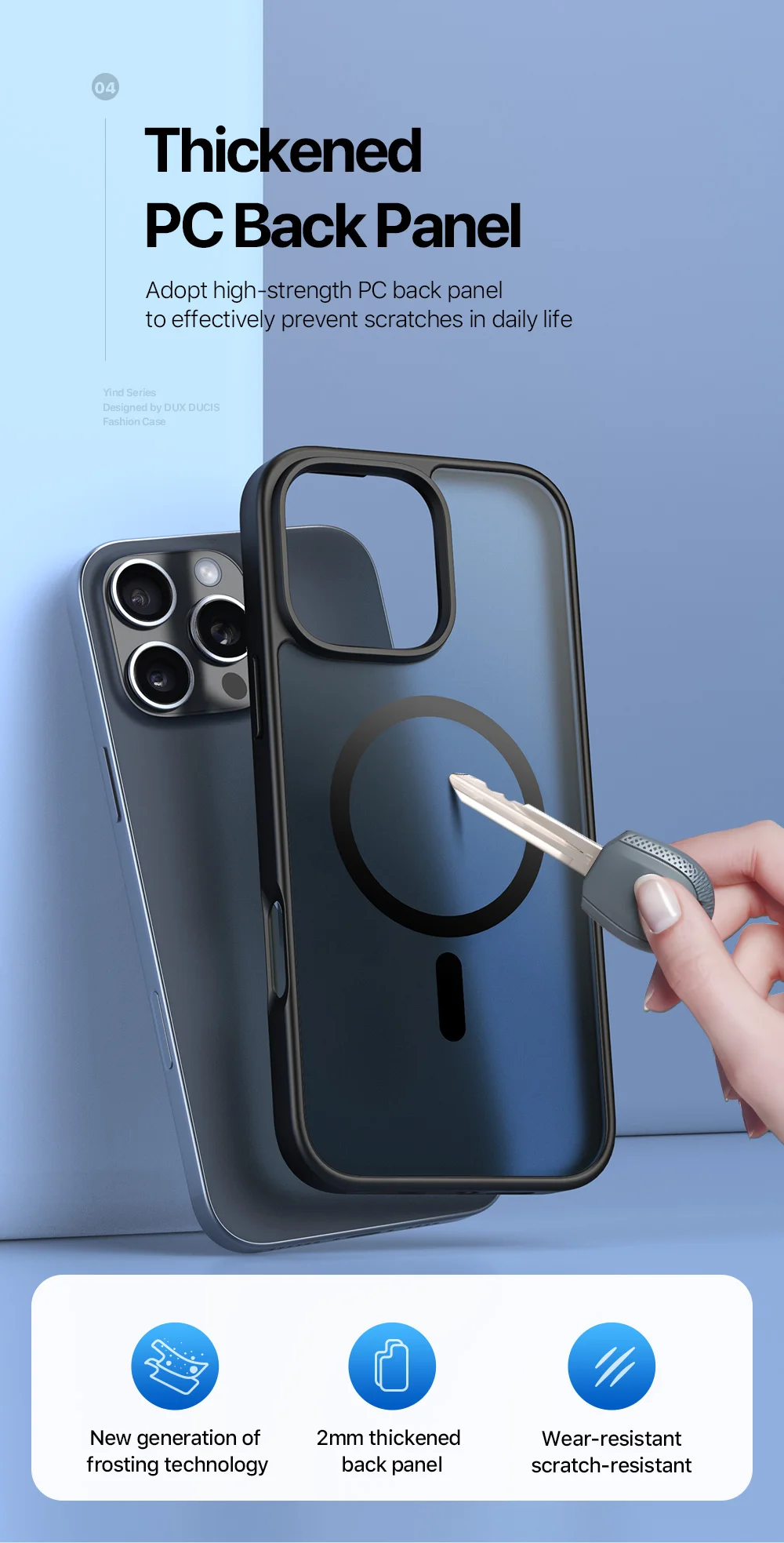 DUX DUCIS Yind Series For iPhone 16 Pro Magnetic Case Airbag Corners PC+TPU Matte Phone Cover - Black-Cellmalls