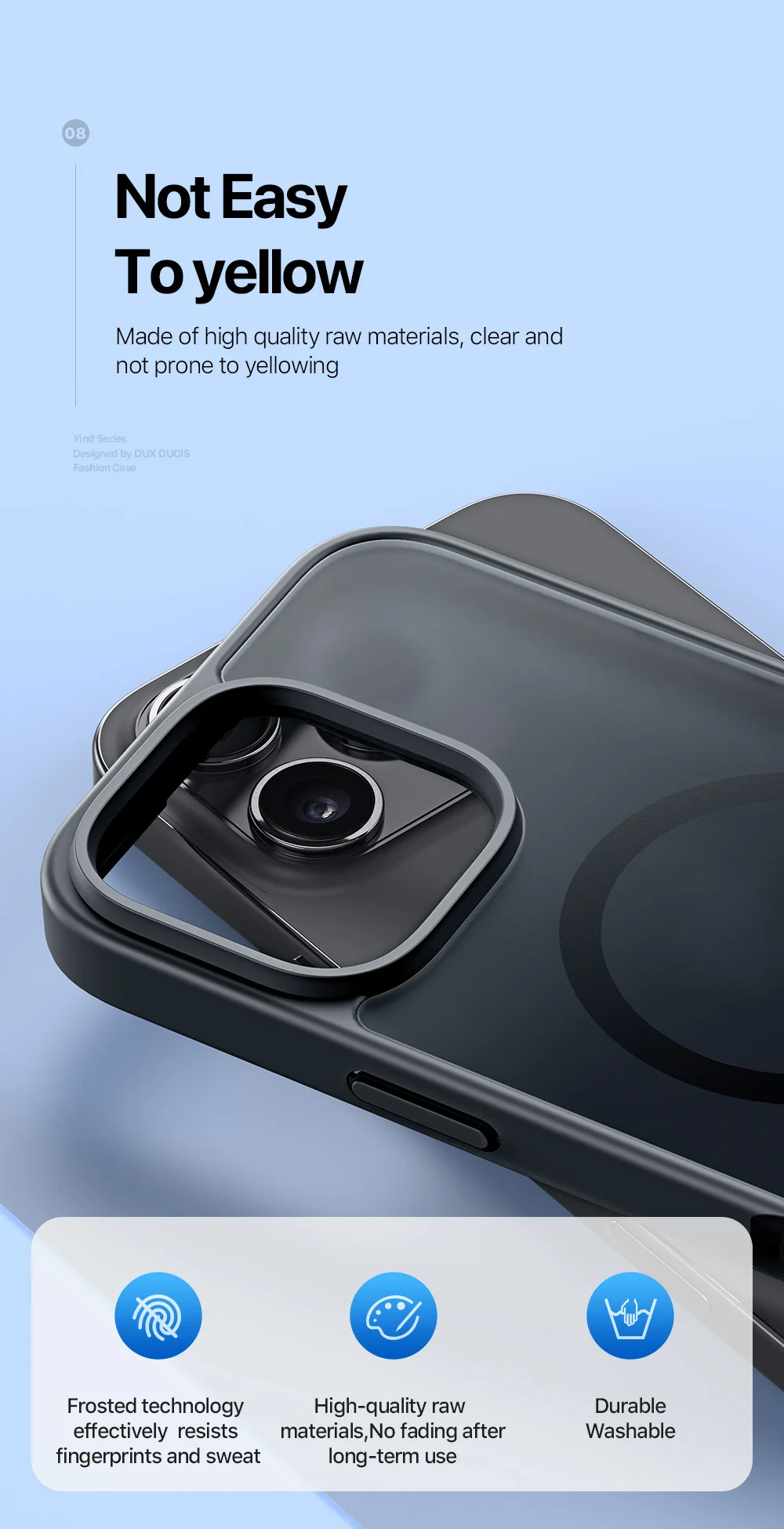 DUX DUCIS Yind Series For iPhone 16 Pro Max Magnetic Case TPU Frame Matte PC Back Phone Cover - Black-Cellmalls