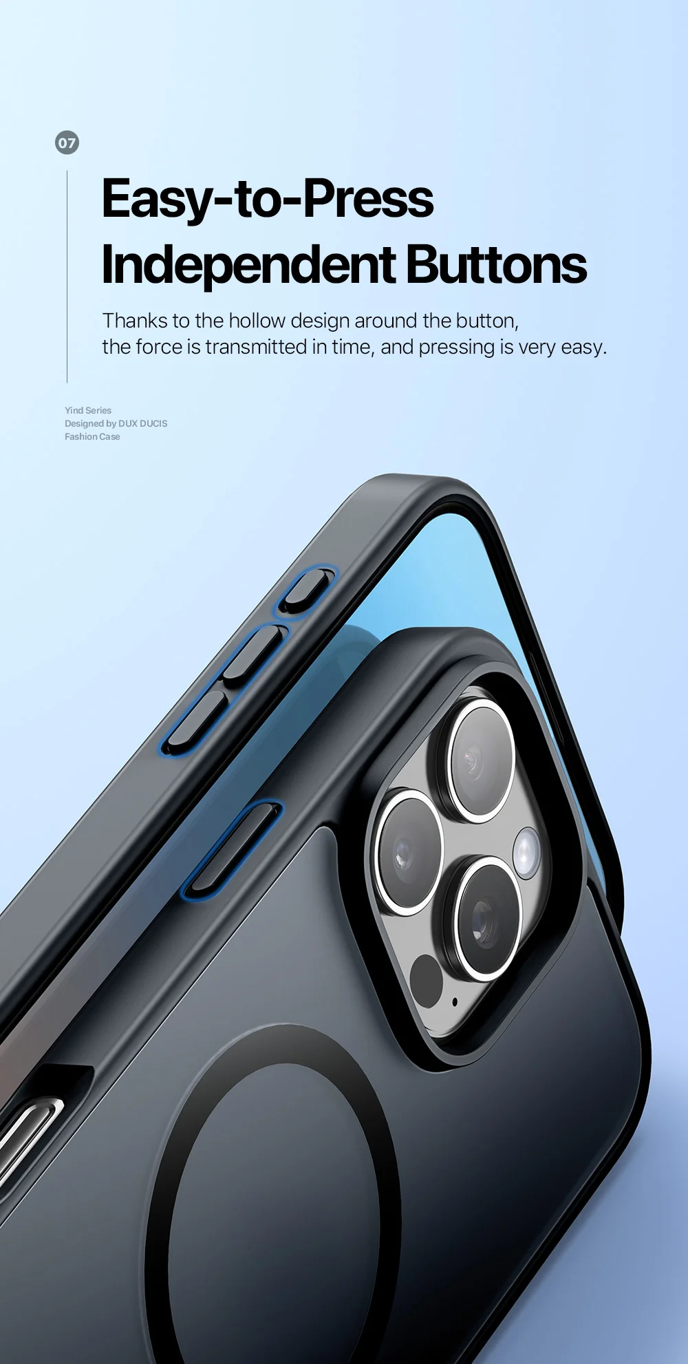 DUX DUCIS Yind Series For iPhone 16 Pro Magnetic Case Airbag Corners PC+TPU Matte Phone Cover - Black-Cellmalls