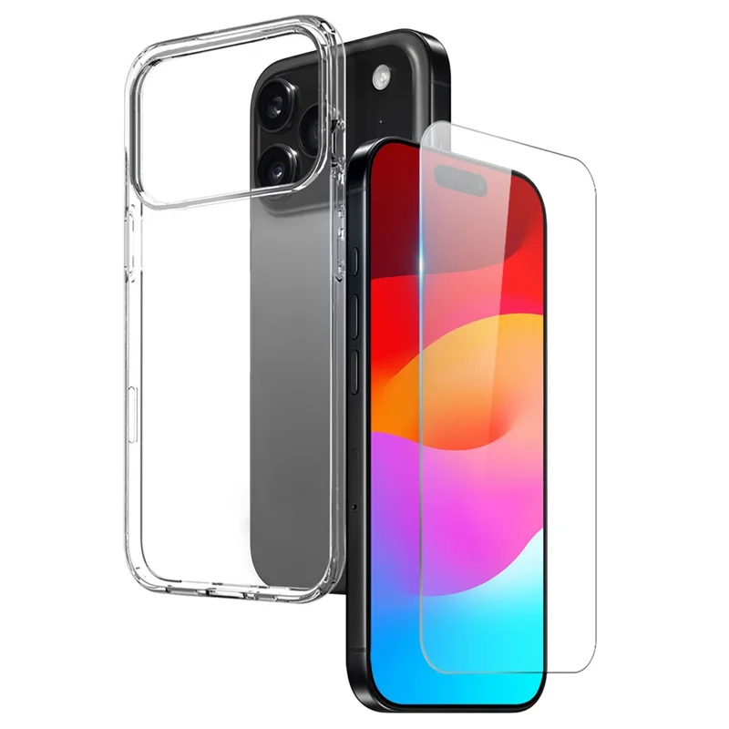 NORTHJO For iPhone 17 Pro Max Case Soft TPU Clear Phone Cover with Tempered Glass Screen Protector-Cellmalls