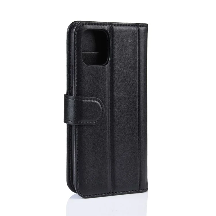 For iPhone 11 Pro Phone Cases Genuine Split Leather Wallet Mobile Cover Stand - Black-Cellmalls