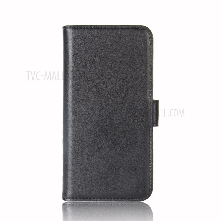 For iPhone 12 mini Phone Cases Genuine Split Leather Wallet Mobile Cover Stand - Black-Cellmalls