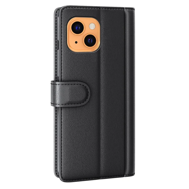 For iPhone 13 Split Leather Full Protection Phone Shell Protective Case with Waller Stand - Black-Cellmalls