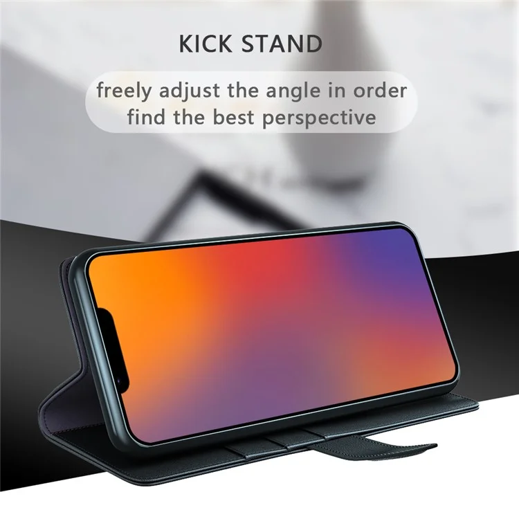 For iPhone 14 Case Genuine Split Leather Phone Cover with Wallet Stand - Brown-Cellmalls