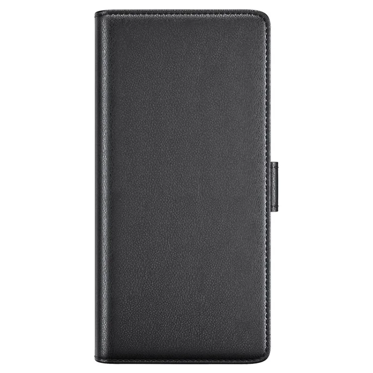 For iPhone 16 Pro Case Genuine Split Leather Phone Cover with Wallet Stand - Black-Cellmalls