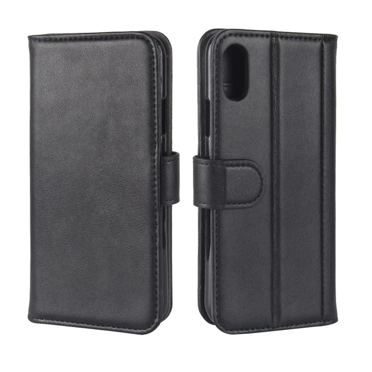 Genuine Leather Wallet Stand Shell Case for iPhone X Cell Phone Accessory - Black-Cellmalls