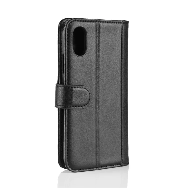 For iPhone XS Max Phone Cases Genuine Split Leather Wallet Mobile Cover Stand - Black-Cellmalls
