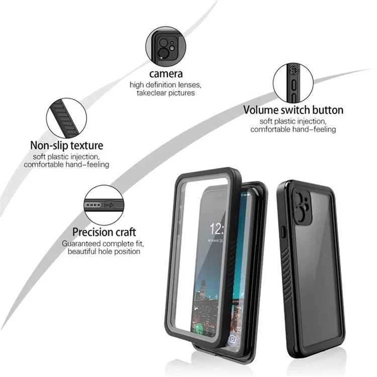 FS Series For iPhone 11 Waterproof Case Dustproof IP68 Underwater Full Body Sealed Clear Phone Cover-Cellmalls