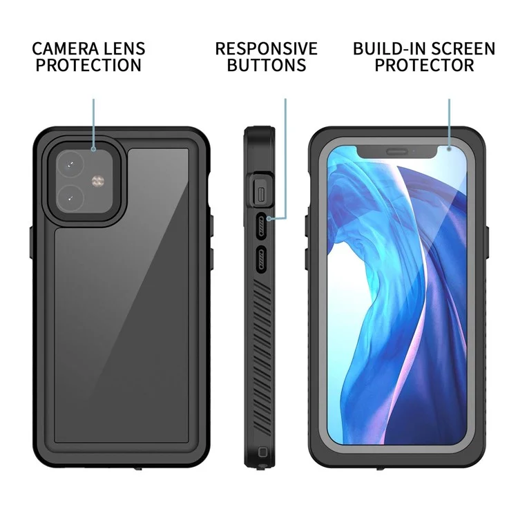 FS Series For iPhone 12 mini Snorkeling Diving Case IP68 Waterproof Full Sealed Clear Phone Cover-Cellmalls