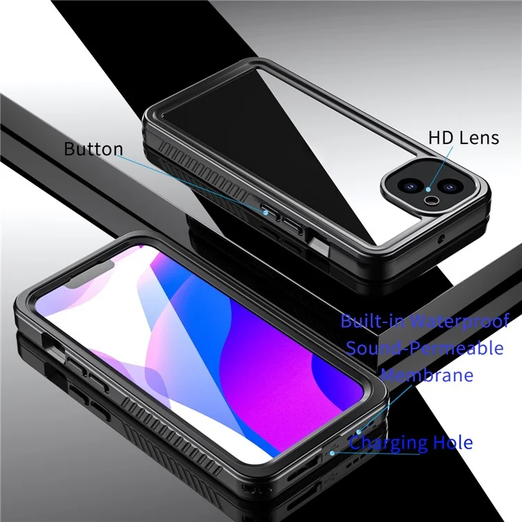 Fs Anti-Drop Series IP68 Dustproof Waterproof Clear Phone Case for iPhone 13 6.1 inch-Cellmalls
